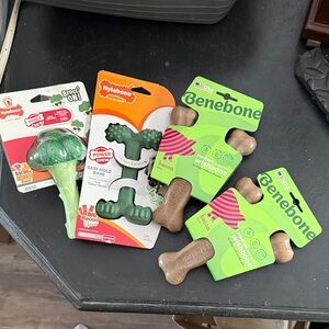 Benebone & Nylabone Assorted Bacon-Flavored Dog Chew Toy Bundle - Green & Brown